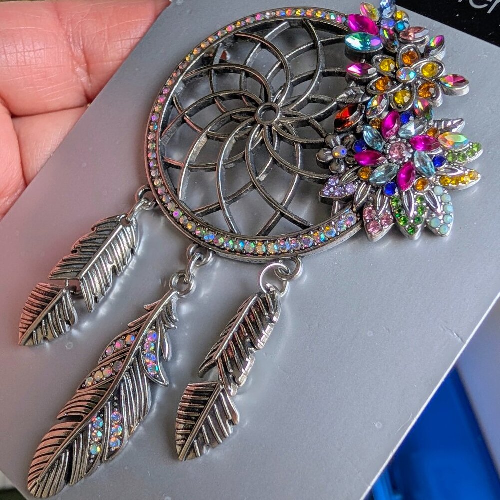 Metal Gallery - Dream Catcher Brooch with Rhinestones - NWT